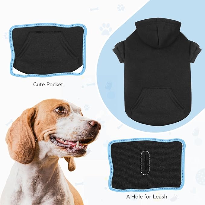 Dog Hoodie Dog Sweaters for Large Dogs,Pet Sweater Soft Solid Brushed Fleece Pet Clothes Pet Hoodie Sweatshirt with Pocket(Black-L)