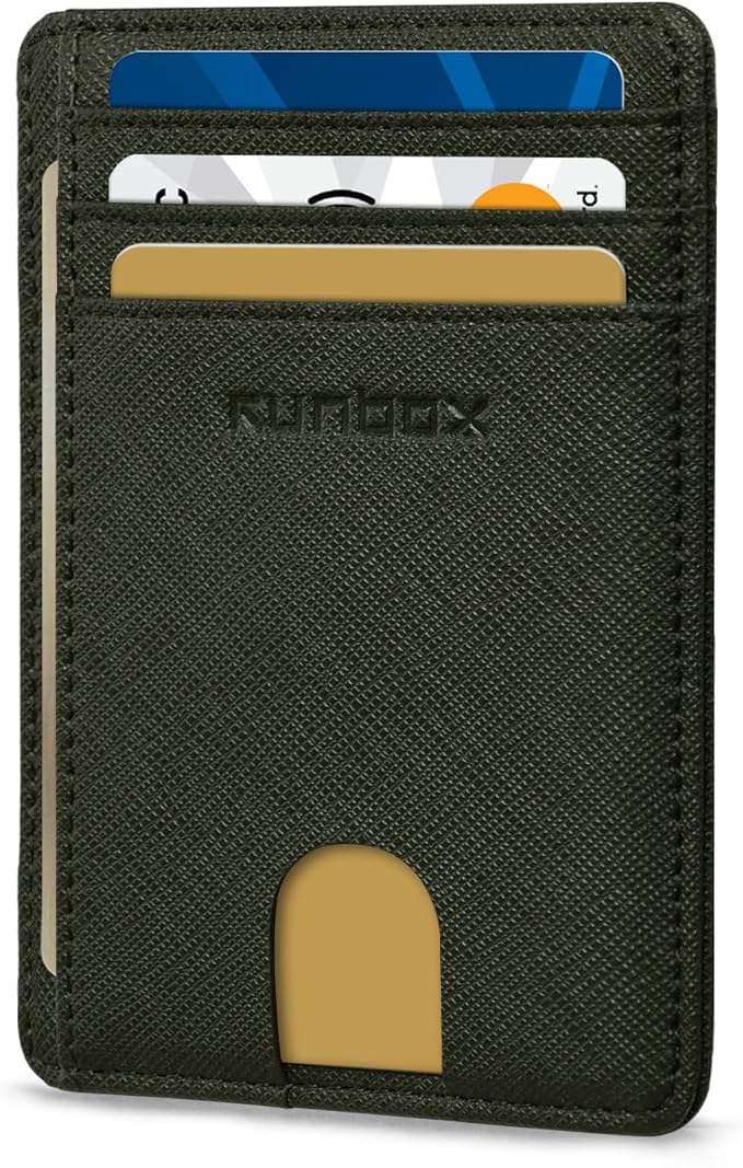 RUNBOX Slim ID Cases Minimalist Front Pocket RFID Blocking Leather Wallets for Men and Women Card Holder Wallets Gifts for men