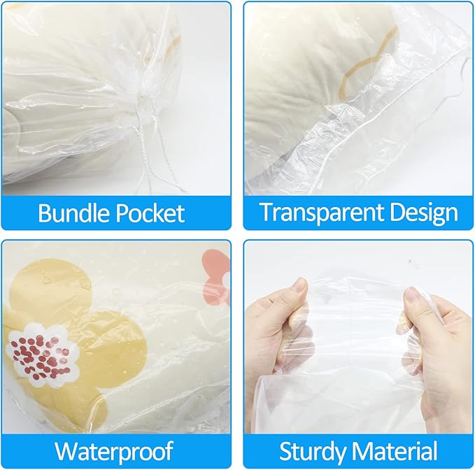 100 Pack 18x24 inch Transparent Shoe Bags for Travel Large Clear Shoes Storage Organizers Pouch with Cotton Draw Strings Shoe Dust Bags