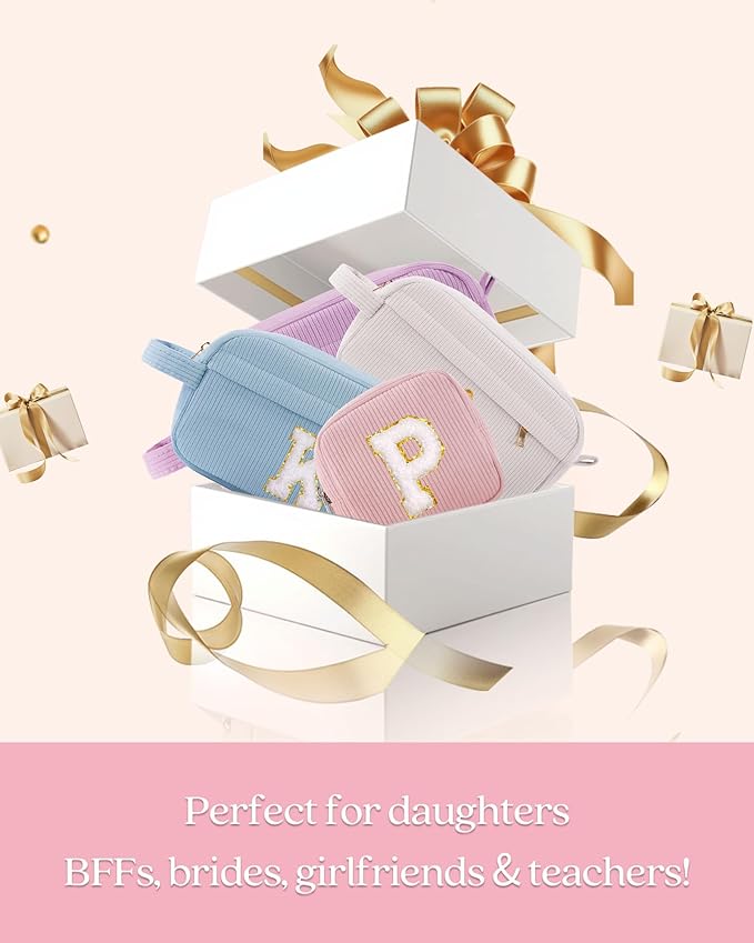 Pocmimut Initial Makeup Bag,Personalized Toiletry Bag Pouch Gift for Niece Sister Female Her Mom,Birthday Gift for Women Daughter Gifts,C