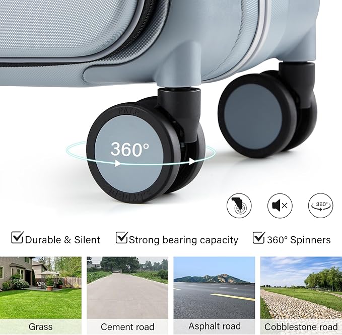 Hanke Top Opening 24 Inch Luggage with Spinner Wheels, Aluminum Frame All-PC Hard Shell Medium Suitcase, Zipperless Trunk Wide Handle Luggage, TSA Checked-Medium(Grey, 69L)