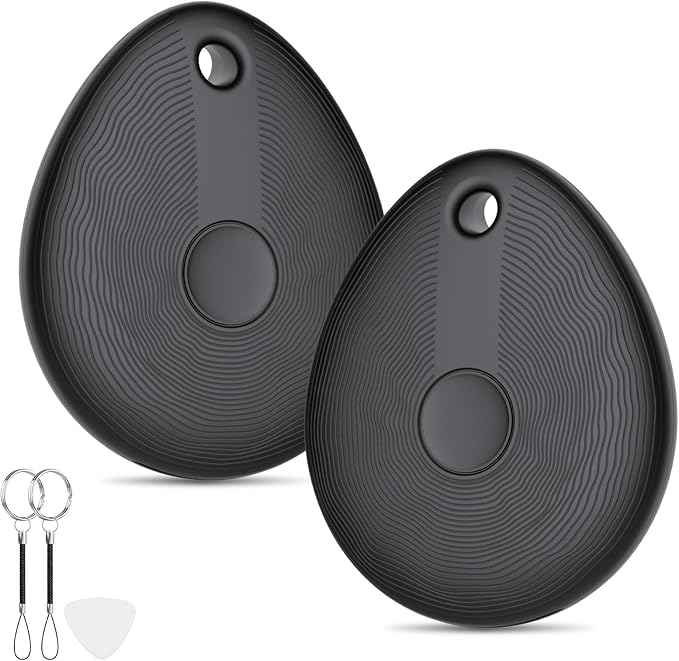 FIQI Air Tracker Tags 2-Pack (Black) – Compatible with Apple Find My (iOS Only), Bluetooth 5.4 Item Locator with Smart Tag for Wallet, Keys, Luggage & Bags, 90 dB+ Alert, 7g Lightweight, Matte Finish