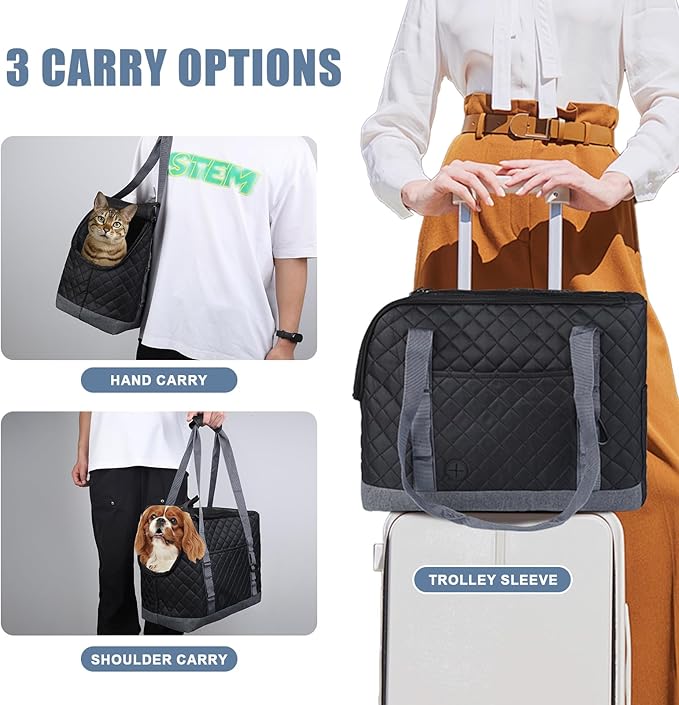 Dog Purse Carrier for Small Dogs, Soft Sided Pet Carrier with Pockets, Foldable Dog Carrier Purse for Puppy, Rabbit, Cat, Washable Breathable Pet Carrier, Dog Carrier Bag for Outdoor Shopping Travel
