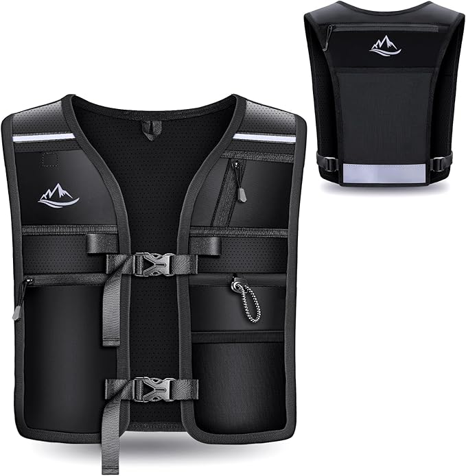 Running Vest for Women Men, Reflective Hydration Vest with Adjustable Waistband & Phone Pocket, Lightweight Breathable Running Water Vest for Jogging Hiking Trail Cycling and Marathon Race