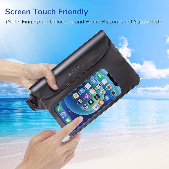 SYNCWIRE Waterproof Pouch Bag with Adjustable Waist Strap (2 Pack) - IP68 Waterproof Waist Bag Screen Touchable Dry Bag with Adjustable Belt for Beach, Swimming, Boating, Fishing, Hiking, etc
