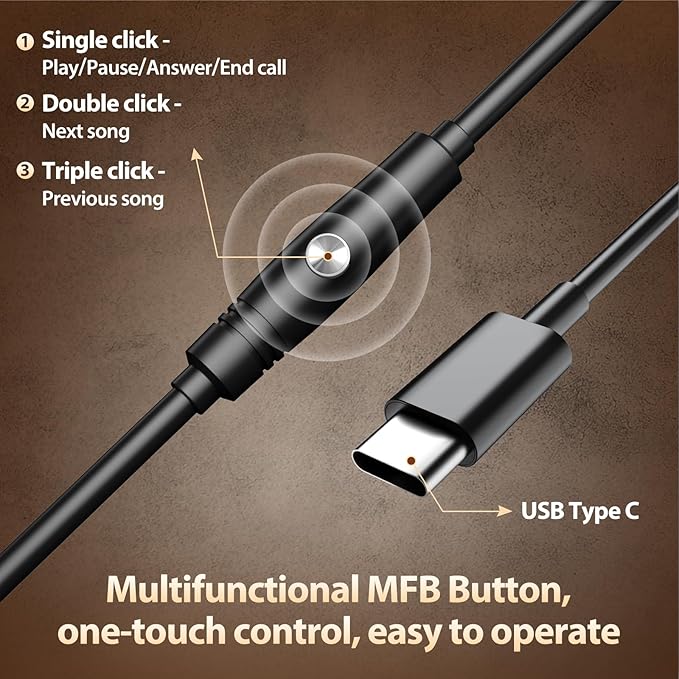 USB C Headphones Wired with Memory Foam,Over-Ear Headphone Sound & Durable Metal Frame Foldable Headphones for Men/Women/Travel/iPhone 16/15, Samsung Galaxy S25/S24, Google Pixel 9, Ideal Gift