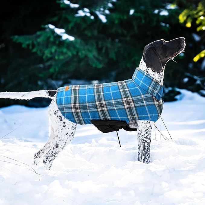 Kuoser Waterproof Dog Coat, Reversible Dog Jacket for Medium Dogs, Adjustable Durable Doggie Winter Coat Warm Puppy Cold Weather Apparel from Small to Large Breed, Blue M