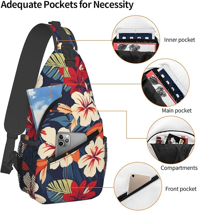 Hawaii Tropical Palm Sling Backpack Crossbody Bag Casual Chest Bags Travel Hiking Daypack Shoulder Bag for Women Men