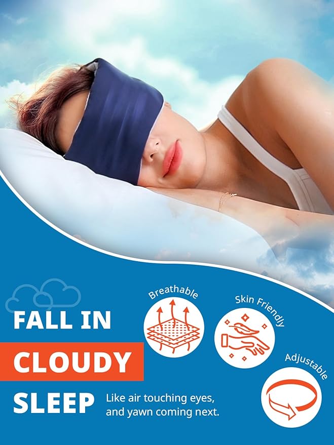 Sleep Mask, Eye Mask for Sleeping, Upgrade Double Side Blackout Eye Cover for Women Men, Light Blocking Wider Adjustable Band for Side Sleeper, Travel, Nap, Ultra-Soft, Yoga, Relief Eye, Black