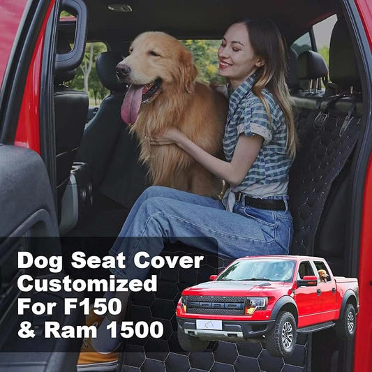 Dog Car Seat Cover for Trucks, Car Seat Cover for Back Seat Protector F150 Ram 1500, Waterproof Dog Hammock for Truck with Mesh Window Heavy Duty Seat Cover for F-Series/GMC Sierra/Silverado