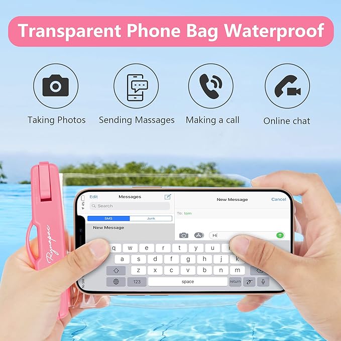 Waterproof Phone Pouch Bag - 7.5in Water Proof Cell Phone Case for Beach Travel, IPX8 Dry Bag with Lanyard for iPhone 17 16 15 Pro Max Galaxy S25 Ultra Pixel 10 Pro, Cruise Essentials 2025