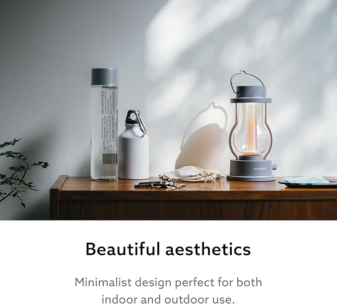 BALMUDA The Lantern | Rechargeable LED Lantern | 3 Light Modes: Candle, Amber, & Warm White | Battery Operated | Lightweight | Water-Resistant | US Version | Gray