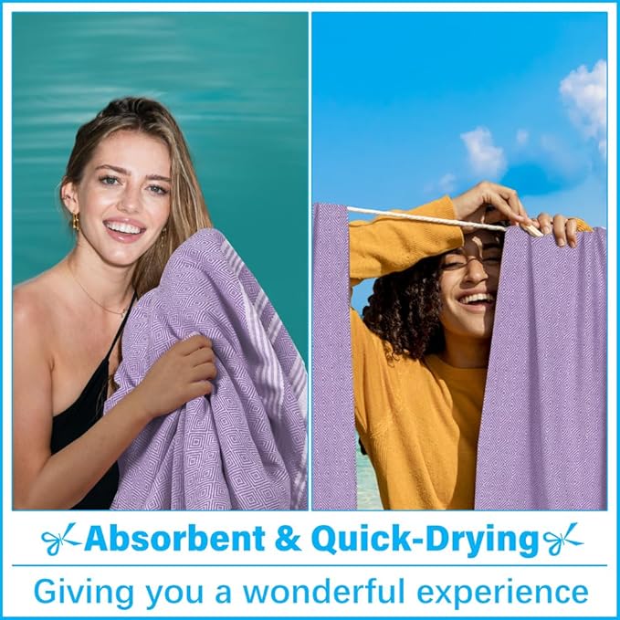 Thin Turkish Beach Towel Lightweight Soft Cotton Extra Large XL Oversized Sand Free Sandproof Absorbent Quick Dry Towels Cloud Bath Pool Travel Compact Essentials Accessories for Adult Gifts