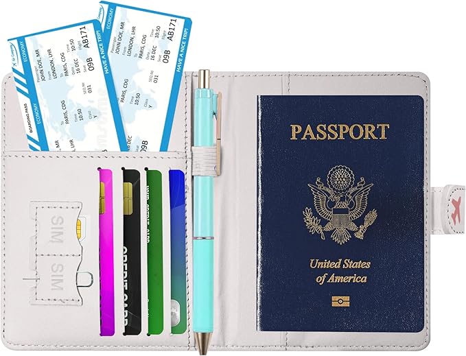 Passport Holder, Travel Wallet Cover with Pen Loop | Cute RFID Blocking Leather Case with Magnetic Closure for Travel Essentials-Flower