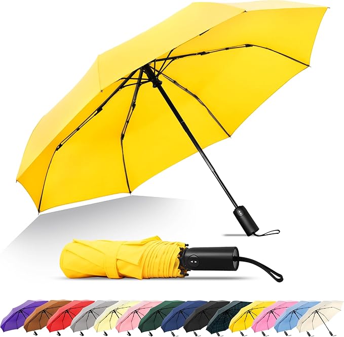 SoulRain Travel Umbrella - Compact Umbrella for Rain - Perfect Large Auto Folding Umbrella - Ideal Car umbrella, Small umbrella, and Travel Companion