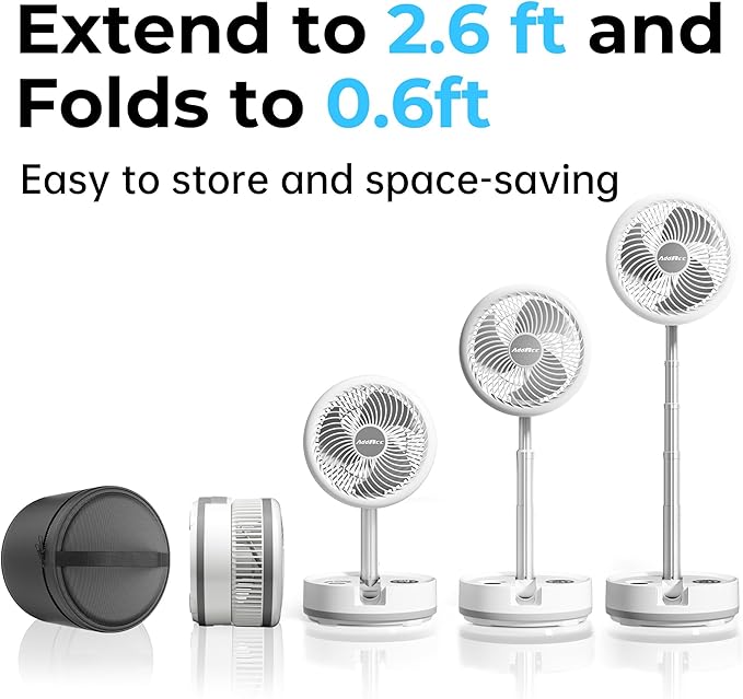 40000mAh Battery Operated Fan, Rechargeable Collapsible Fan, 106H Run, 8 Speeds Oscillating with Remote, Battery Powered with Timer & Light for Travel Cruise Essentials RV Outdoor Power Outage