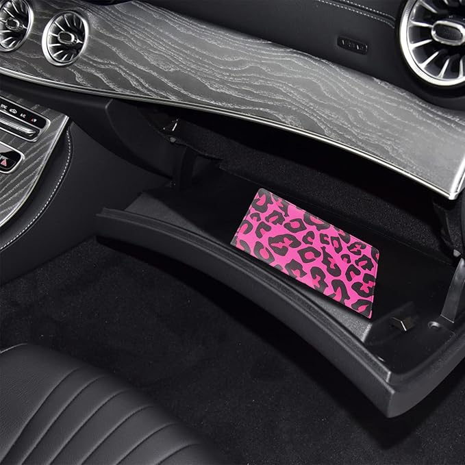 Premium Car Registration & Insurance Card Holder with Magnetic Shut, Vehicle Glove Box Car Organizer - For Documents, Cards, License (Leopard B)