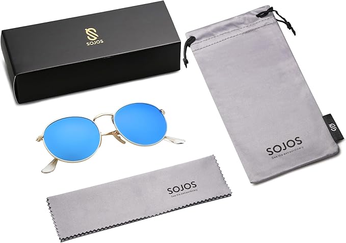 SOJOS Small Round Polarized Sunglasses for Women Men Classic Vintage Retro Shades UV400 SJ1014