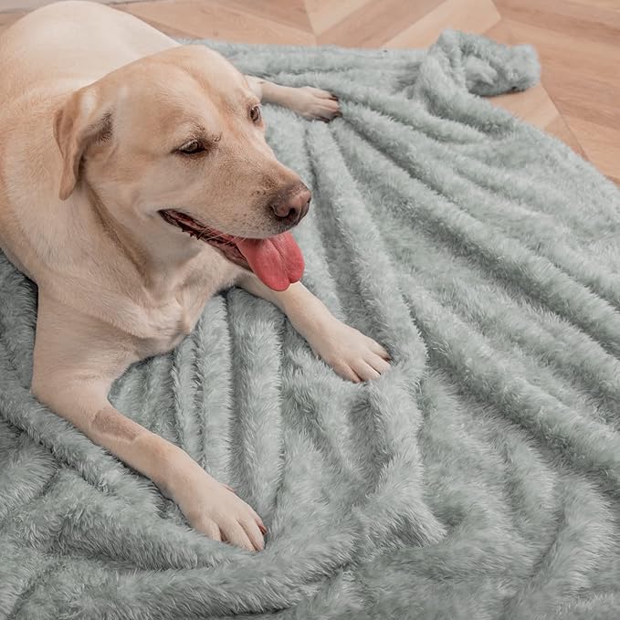 MACEVIA Fluffy Fleece Dog Blankets,Warm Soft Fuzzy Pets Blanket for Puppy,Small,Medium,Large Dogs and Cats,Plush Pet Throws for Bed,Couch,Sofa,Travel(40x60 Inch, Light Gray)