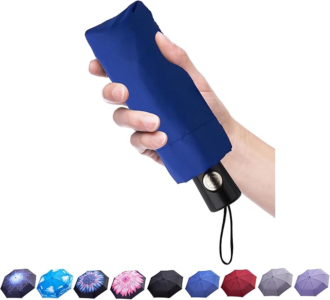 Goothdurs Automatic Mini Travel Windproof Umbrella Compact Auto Open/Close Small Lightweight Folding Rain Umbrellas for Women Men