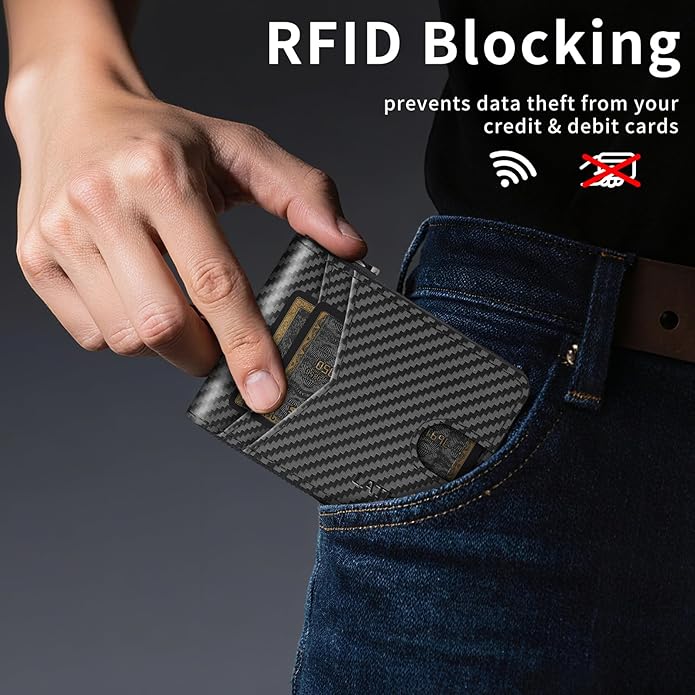 Men’s RFID Blocking Zipper Wallet with 2 ID Windows - Large Capacity Design, 13 Credit Card Slots