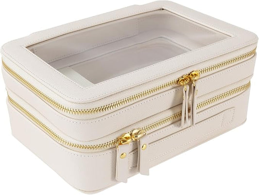 SANHECUN Clear Travel Toiletry bag Toiletry Case Carry on Travel Accessories Bag Makeup Bag(White, SHC-TL-2)