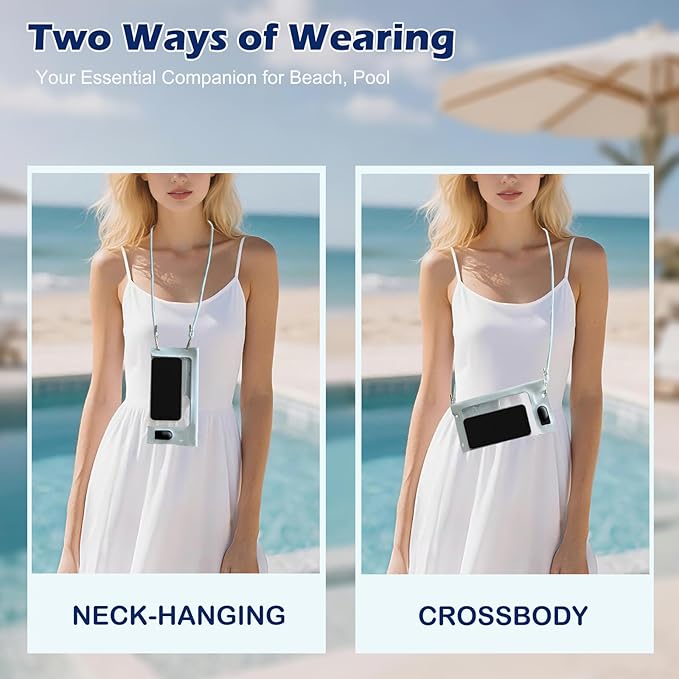 Vacuum Cell Phone Waterproof Phone Pouch iPhone Casemate Waterproof Phone case with Lanyard Small Water Proof Pouch Water Phone Protector Water case for Phone case Water Proof IP68 Max 7” Blue