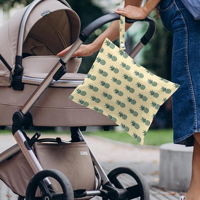 4 Pack Cute Fruit Wet Bag Waterproof Washable Reusable Wet Dry Bag for Swimsuit Dirty Clothes Cloth Diaper Travel Beach Pool Yoga Gym Toiletries Travel Beach Essentials Lemon Pineapple Peach