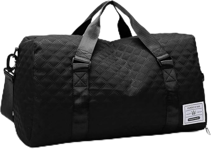 Large Foldable Gym Bag with Shoes Compartment&Wet Pocket,Hospital Bag for Women Labor Delivery,Carry On Overnight,Duffle Bags for Travel,Dance,Cheer,Yoga (Black)