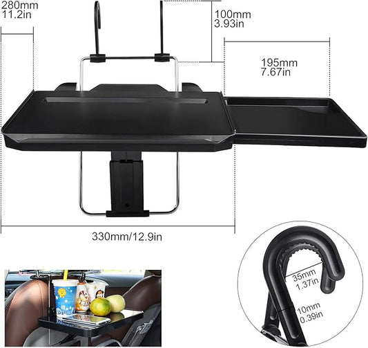 CPROSP Car Steering Wheel Seat Tray Desk Foldable Portable with Mouse Drawer for Eating Writing Working in Car, with Notebook Groove/Drink Cup Groove