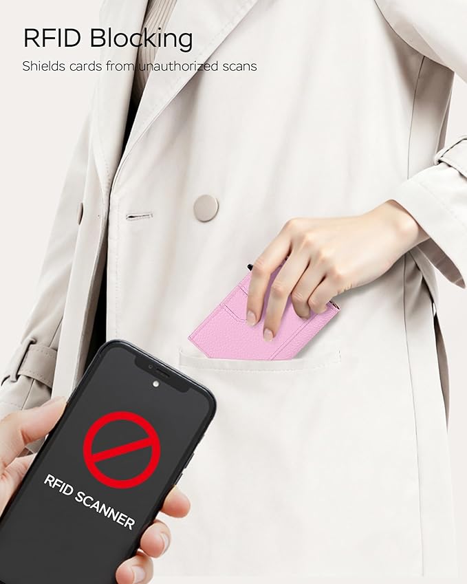 Vast Scenery Women's Small Wallet - Soft Sakura Pink Aesthetic, RFID Blocking Smart Metal Pop Up Card Holder, Ultra Slim Fits Most Bags & Pockets, Holds 11+ Cards 10+ Bills, Gift for Her