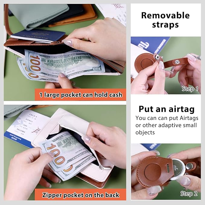 Deziliao Passport Holder for Men and Women, Cute Passport Wallets, Mulit-Purpose RFID Blocking Passport Holder Wallet, Travel Wallet Passport Cover Case（Cream White）