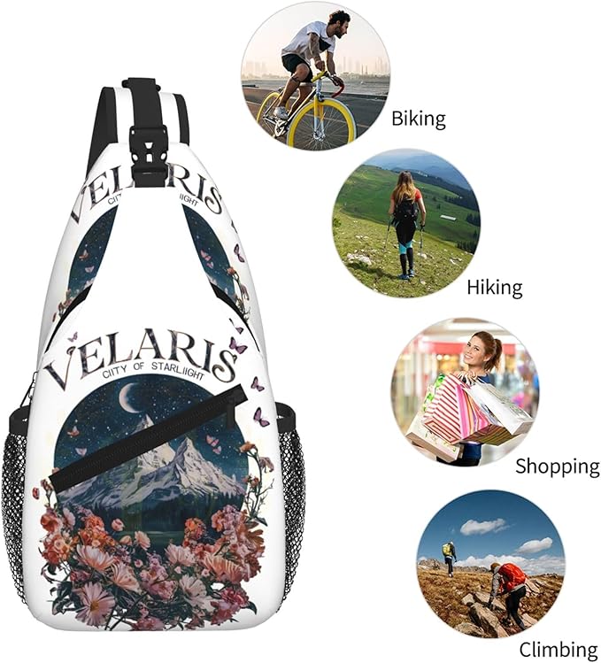 Velaris The City Of Starlight - The Night Court Fantasy Aesthetic Crossbody Bag Trendy Sling Bag Bakpack Casual Chest Bags Daypack For Hiking Walking Travel Running(4)