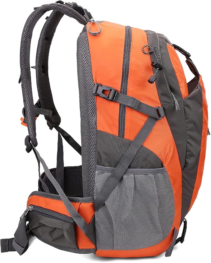 FENGDONG 40L Waterproof Lightweight Outdoor Daypack Hiking,Camping,Travel Backpack for Men Women Orange