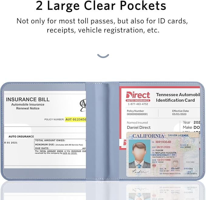 CoBak Car Registration and Insurance Holder - Men and Women Small Lightweight Vehicle Glove Box Car Organizer, Auto Truck Comparment Accessories Case for Essential Document, Driver License (Lavender)