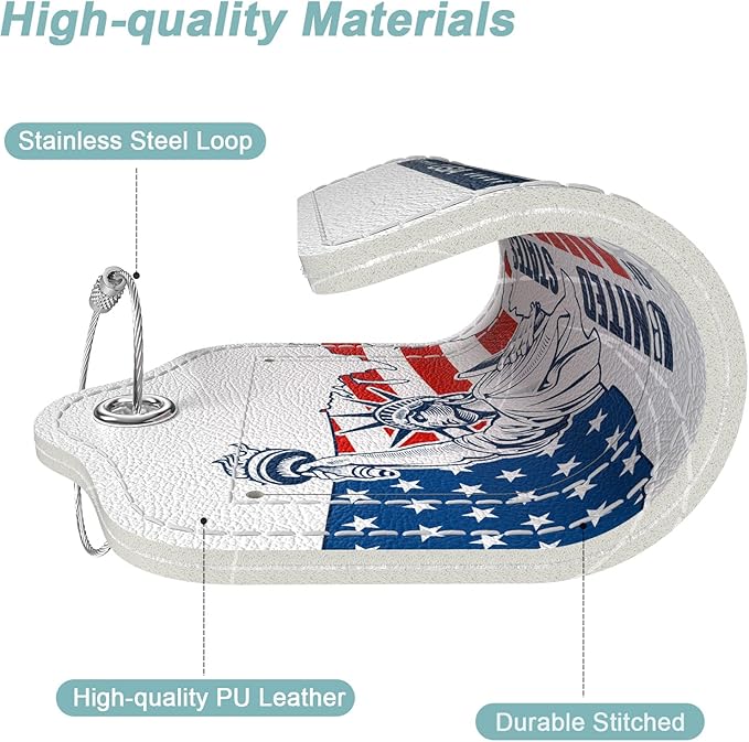 Rimilak 3 Pcs PU Leather Luggage Tags for Suitcase, Travel Cruise Luggage Tag with Privacy Flap, Name ID Label and Metal Loop for Women Men Baggage Handbag School Bag Backpack, USA