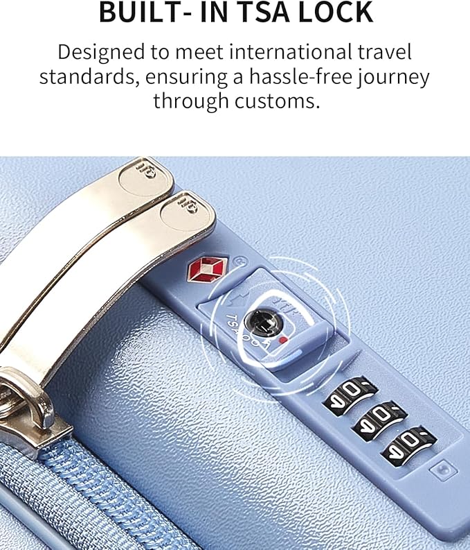 aji Expandable Top Open Carry On Luggage 22x14x9 Airline Approved, 20 Inch Hard Shell Carry On Suitcase with Spinner Wheels,Travel Small Luggage for Women Men,Blueberry Blue