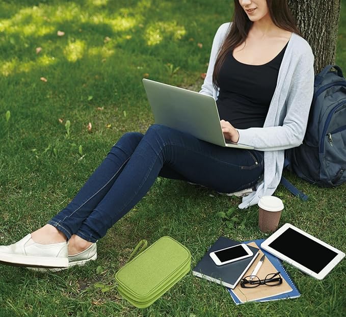 Electronic Organizer Travel Cable Accessories Bag, Case for Cable, Cord, Charger, Phone, Power Bank, Earphone (Grass Green, Medium)