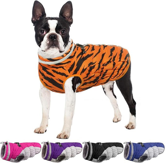 OUOBOB Dog Coats for Small Dogs, Puppy Coat, Warm Winter Jacket, XS Dog Coat with Harness Built in, Waterproof Pet Cold Weather Coats, Puppy Winter Clothes Snowsuit Chihuahua Maltese,XS