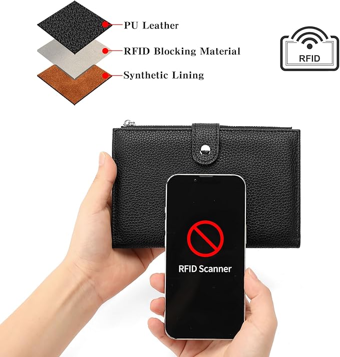 Passport Holder for Women Leather Passport Wallet for Travel RFID Blocking Passport Wallet Credit Card Holder with Zipper Pocket