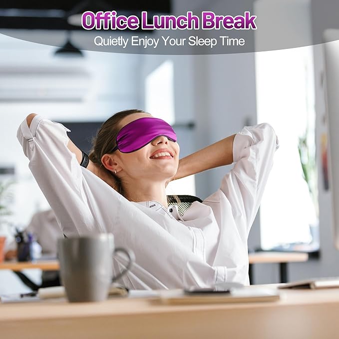 Sleep Mask, Silk Eye Mask for Sleeping with Adjustable Strap, Blindfold Eyeshade for Men & Women, Comfortable & Soft Eye Cover Eyeshade for Night Sleep (Purple)