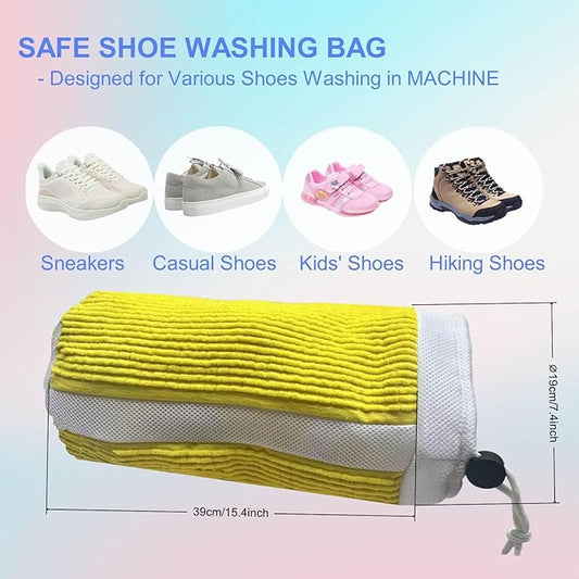 2Pcs Washing Machine Shoes Bag for Laundry Quick Easy Secure Cleaning Sneaker Casual Tennies shoes Reuasble and Durable