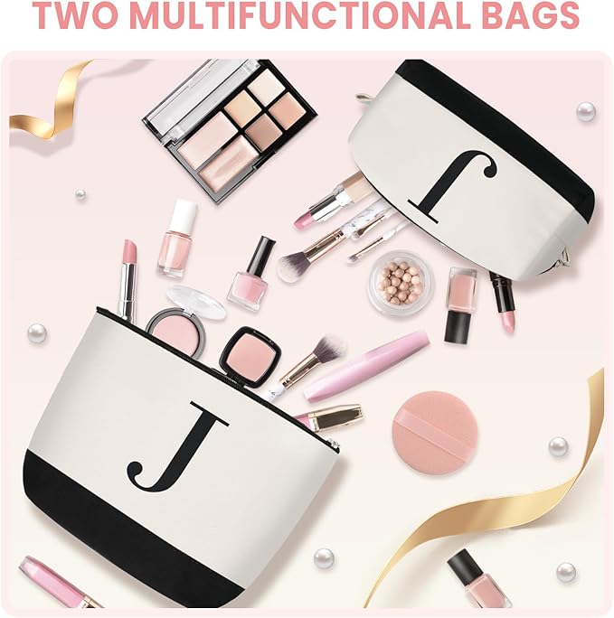 BAGAIL Initial Tote Bag, Personalized Birthday Gifts for Women, Teacher, Friends, Mom, Wedding, Monogrammed Beach Bag