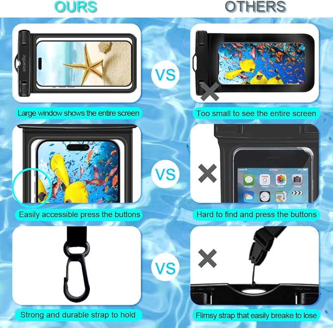 Waterproof Phone Pouch Case - 2 Pack, Cell Phone Dry Bag for iPhone 14 13 12 11 Pro Max XS Plus XR, Galaxy S23 S22 S21, IPX8 Waterproof Phone Holder for Vacation Underwater Beach Necessities