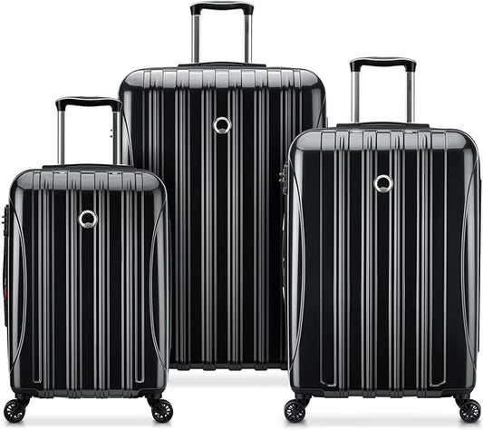 DELSEY PARIS Helium Aero Hardside Expandable Luggage with Spinner Wheels, Black, 3-Piece Set (21/24/28)