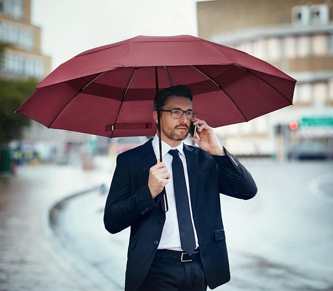 G4Free 42/46/54/62 Inch Large Golf Umbrella Compact Reverse Travel Umbrella 10 Ribs Windproof for Rain Double Canopy Automatic Open Close