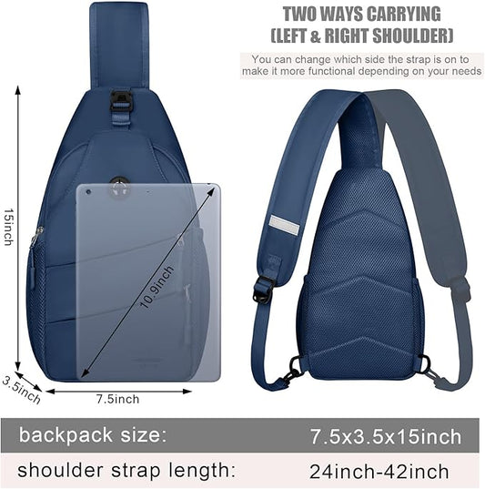 Pritent Crossbody Bags for Women Men Trendy Sling Bag Backpack Casual Chest Bag with Convertible Shoulder Strap