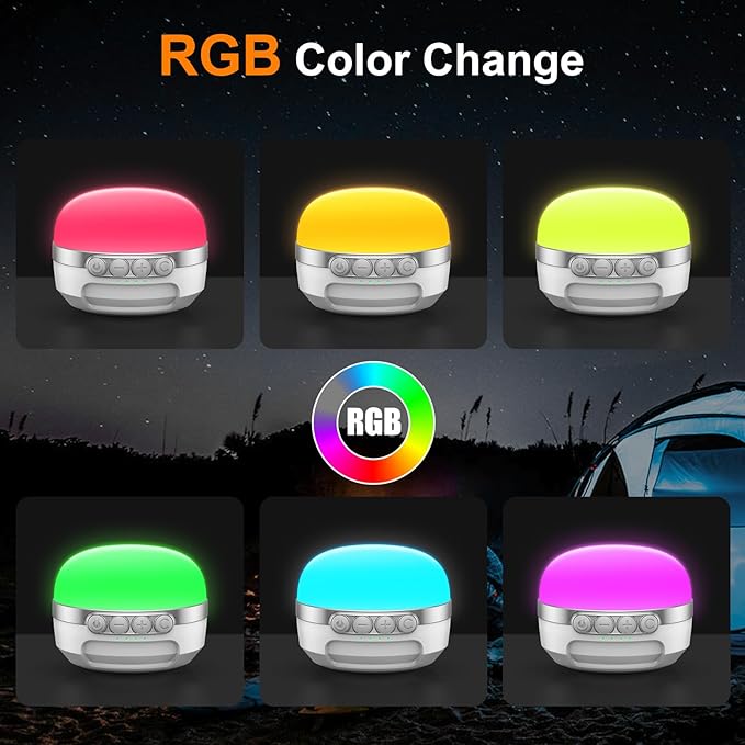 LED Camping Lantern Rechargeable 1400LM, Up to 420H Running Time Camping Tent RGB Light, 10400mAh Emergency Hanging Light for Hurricane, Power Outages, Home, Hiking, White