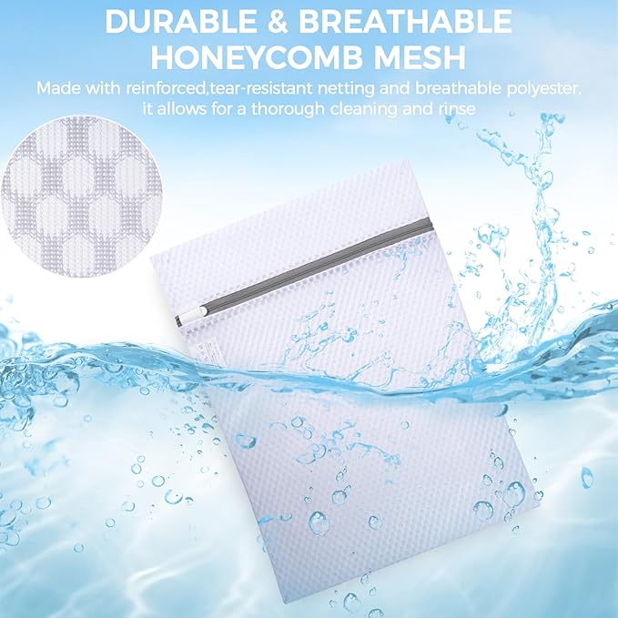BAGAIL Laundry Bags Mesh Wash Bag for Intimates Lingerie and Delicates,3Pcs(Honeycomb,3S)