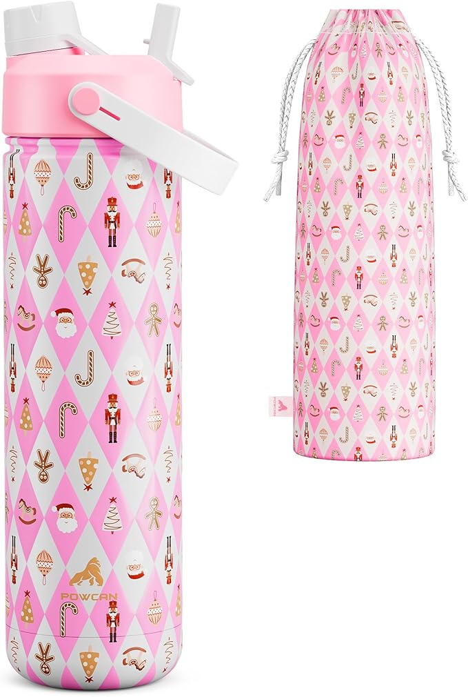 26 oz Christmas Insulated Water Bottle with 2-in-1 Straw and Spout Lid, Keep Cold 24H, Leak-Proof, Fits in Car Cup Holder, Stainless Steel Water Bottle for Gift, Trip, Home (Christmas Classics Parade)